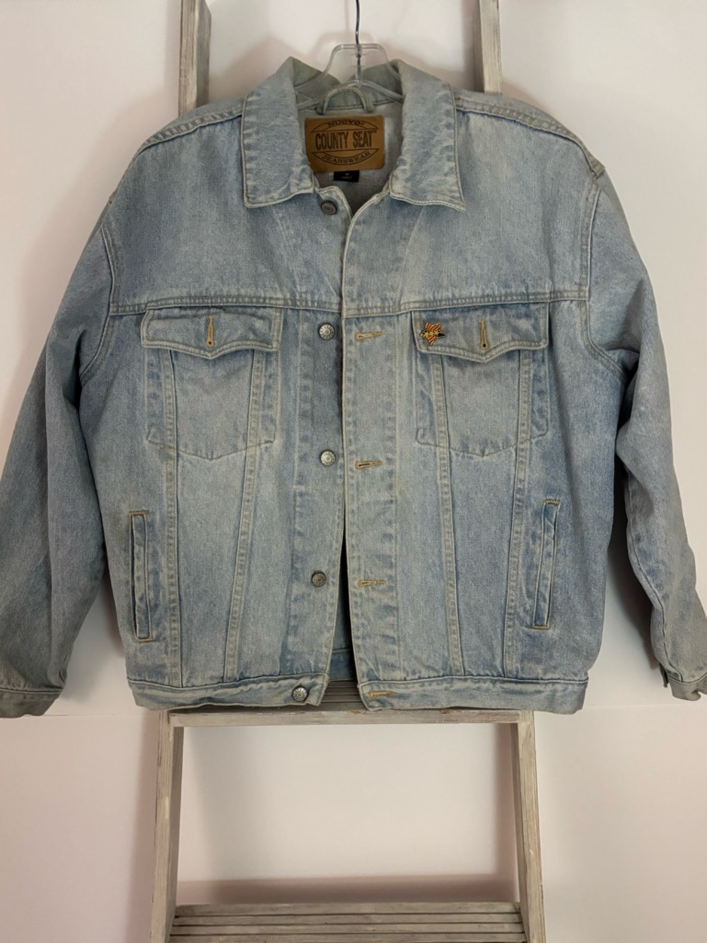 County Seat Light Wash crisp Denim Jacket, Retro, 90’s, trucker-style, vintage